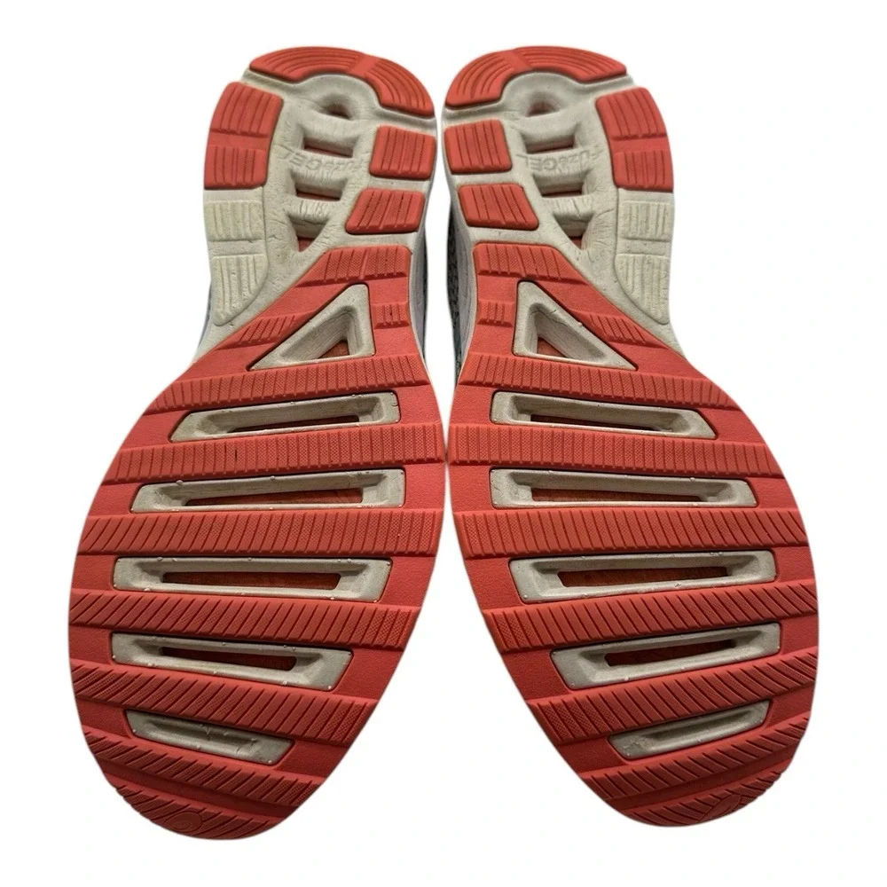 Asics Fuzex Lyte 2 Running Shoes Womens 11 Gray Coral Aqua Sneakers‎ NO INSOLES